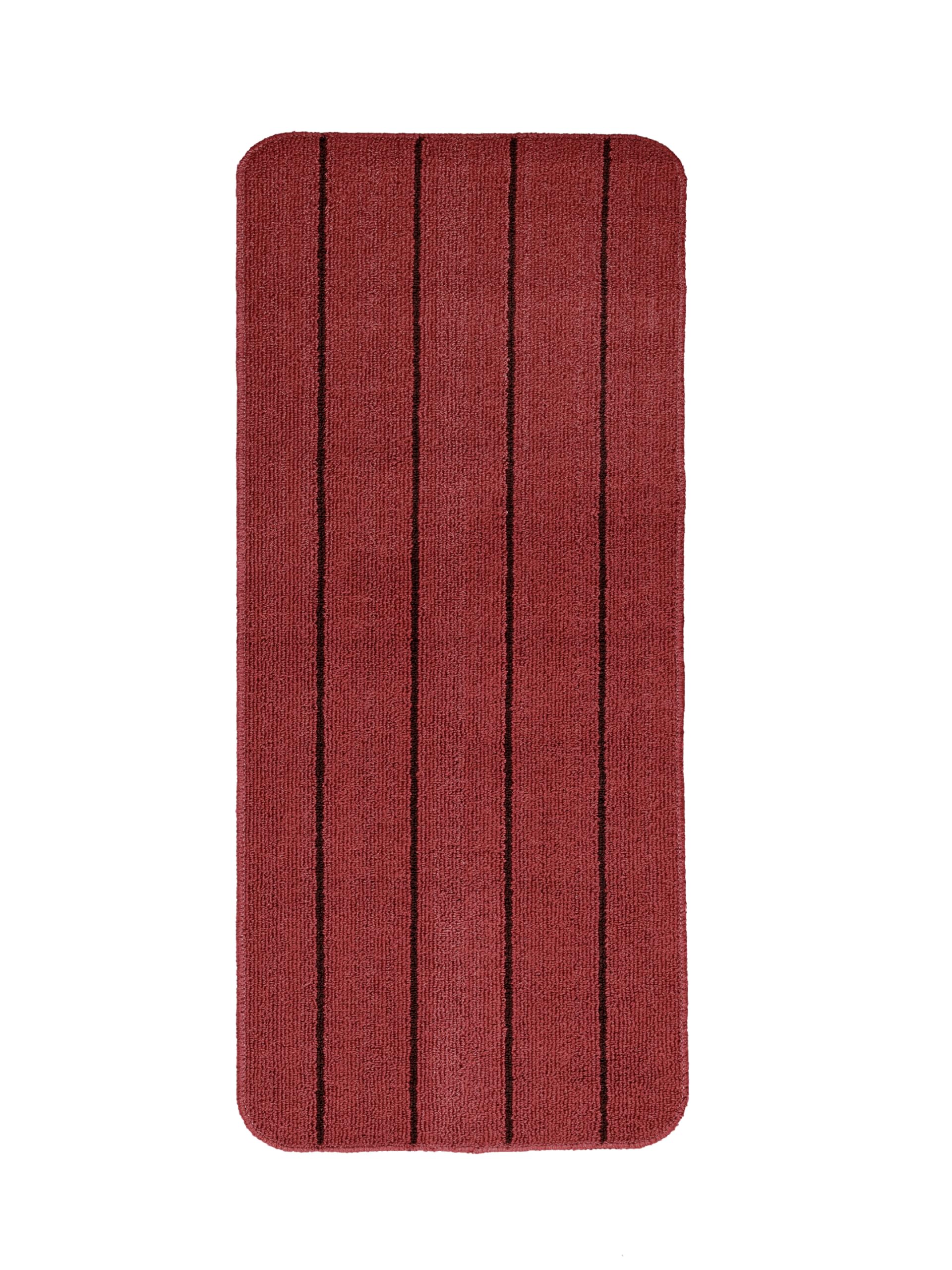 SARAL HOME EASY LIVING Polypropylene Striped Anti Skid Runner (45X120 cm, Maroon)